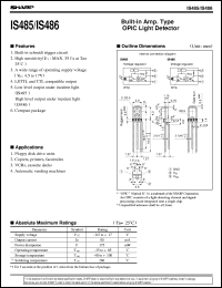 IS485 datasheet: Built-in Amp. type OPIC light detector IS485