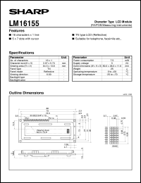 LM16155 datasheet: Character type LCD module LM16155