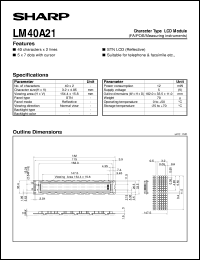 LM40A21 datasheet: Character type LCD module LM40A21