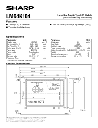LM64K104 datasheet: Large size graphic type LCD module LM64K104