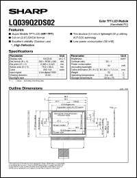 LQ039Q2DS02 datasheet: Color TFT-LCD module LQ039Q2DS02
