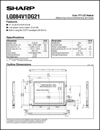 LQ084V1DG21 datasheet: Color TFT-LCD module LQ084V1DG21