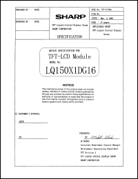 LQ150X1DG16 datasheet: TFT-LCD module LQ150X1DG16