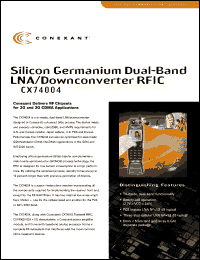 CX74004 datasheet: Silicon germanium dual-band CX74004