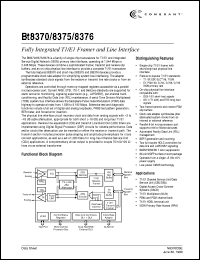 Bt8370EPF datasheet: Fully integrated T1/E1 framer and line interface Bt8370EPF