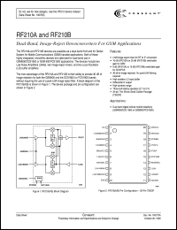 RF210A datasheet: Duai-band, image-reject downconverters for GSM applications RF210A