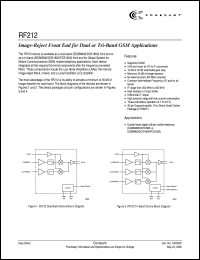 RF212-11 datasheet: Image-reject front end for tri-band GSM applications RF212-11