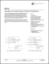 RF212-21 datasheet: Image-reject front end for tri-band GSM applications RF212-21