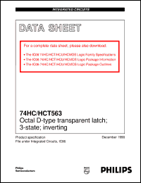 74HC563D datasheet: Octal D-type transparent latch; 3-state; inverting 74HC563D
