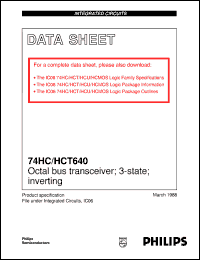 74HCT640D datasheet: Octal bus transceiver; 3-state; inverting 74HCT640D