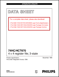 74HC670U datasheet: 4 x 4 register file; 3-state 74HC670U