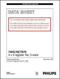 74HCT670N datasheet: 4 x 4 register file; 3-state 74HCT670N