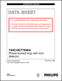 74HC7046AN datasheet: Phase-locked-loop with lock detector 74HC7046AN