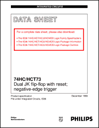 74HC73D datasheet: Dual JK flip-flop with reset; negative-edge trigger 74HC73D