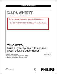 74HCT74N datasheet: Dual D-type flip-flop with set and reset; positive-edge trigger 74HCT74N