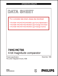 74HC85U datasheet: 4-bit magnitude comparator 74HC85U