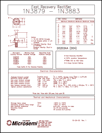 1N3879R datasheet: Fast Rectifier (100-500ns) 1N3879R