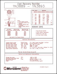 1N3889R datasheet: Fast Rectifier (100-500ns) 1N3889R