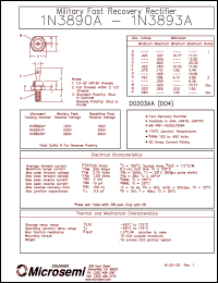 1N3890AR datasheet: Fast Rectifier (100-500ns) 1N3890AR