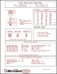 1N3899R datasheet: Fast Rectifier (100-500ns) 1N3899R