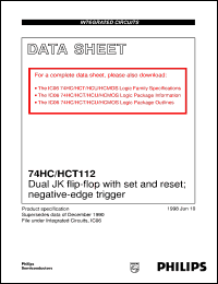 74HC112DB datasheet: dual JK flip-flop with set and reset; negative-edge trigger 74HC112DB