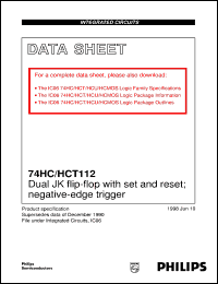 74HCT112N datasheet: dual JK flip-flop with set and reset; negative-edge trigger 74HCT112N