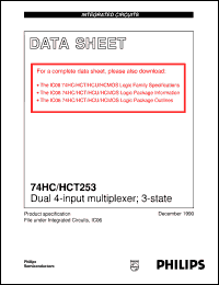 74HC253D datasheet: Dual 4-input multiplexer; 3-state 74HC253D
