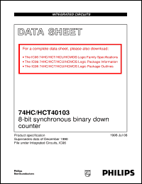 74HC40103N datasheet: 8-bit synchronous binary down counter 74HC40103N