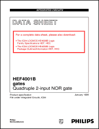 HEF4001BP datasheet: Quadruple 2-input NOR gate HEF4001BP