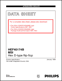 HEF40174BPB datasheet: Hex D-type flip-flop HEF40174BPB