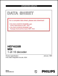 HEF4028BDB datasheet: 1-of-10 decoder HEF4028BDB