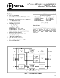 MT8962AS datasheet: Intergated PCM filter codec. MT8962AS