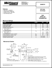 2N2907A datasheet: PNP Transistor 2N2907A