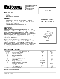 2N3740 datasheet: PNP Transistor 2N3740