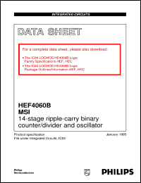 HEC4060BT datasheet: 14-stage ripple-carry binary counter/divider and oscillator HEC4060BT