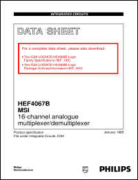 HEF4067BDB datasheet: 16-channel analogue multiplexer/demultiplexer HEF4067BDB