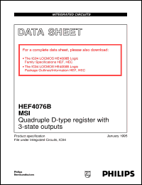 HEF4076BD datasheet: Quadruple D-type register with 3-state outputs HEF4076BD
