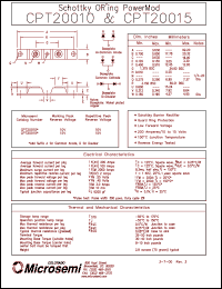 CPT20010 datasheet: Schottky Rectifier CPT20010