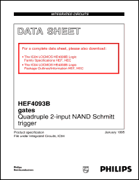 HEF4093BD datasheet: Quadruple 2-input NAND Schmitt trigger HEF4093BD