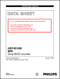HEF4518BT datasheet: Dual BCD counter HEF4518BT