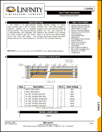 LX9501 datasheet: Backlight Cable Assembly LX9501