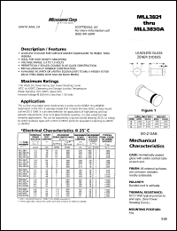 MLL3827-1 datasheet: Zener Voltage Regulator Diode MLL3827-1