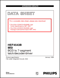 HEF4543BD datasheet: BCD to 7-segment latch/decoder/driver HEF4543BD