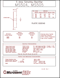 MS505 datasheet: Schottky Rectifier MS505