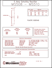 MS508 datasheet: Schottky Rectifier MS508
