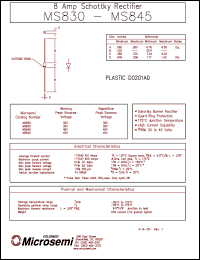 MS830 datasheet: Schottky Rectifier MS830