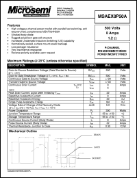 MSAEX8P50A datasheet: P Channel MOSFET MSAEX8P50A