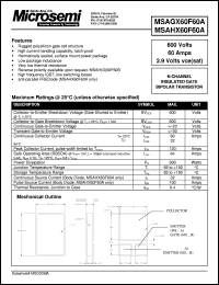 MSAGX60F60A datasheet: Insulated Gate Bipolar Transistor MSAGX60F60A