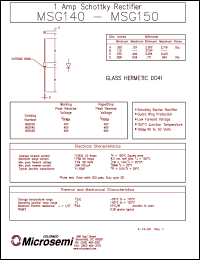 MSG140 datasheet: Schottky Rectifier MSG140