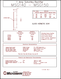 MSG145 datasheet: Schottky Rectifier MSG145